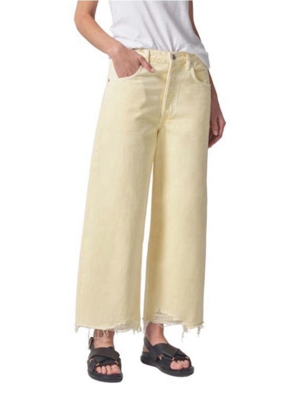 Citizens of Humanity Ayla High Rise Wide Leg Crop Raw Hem